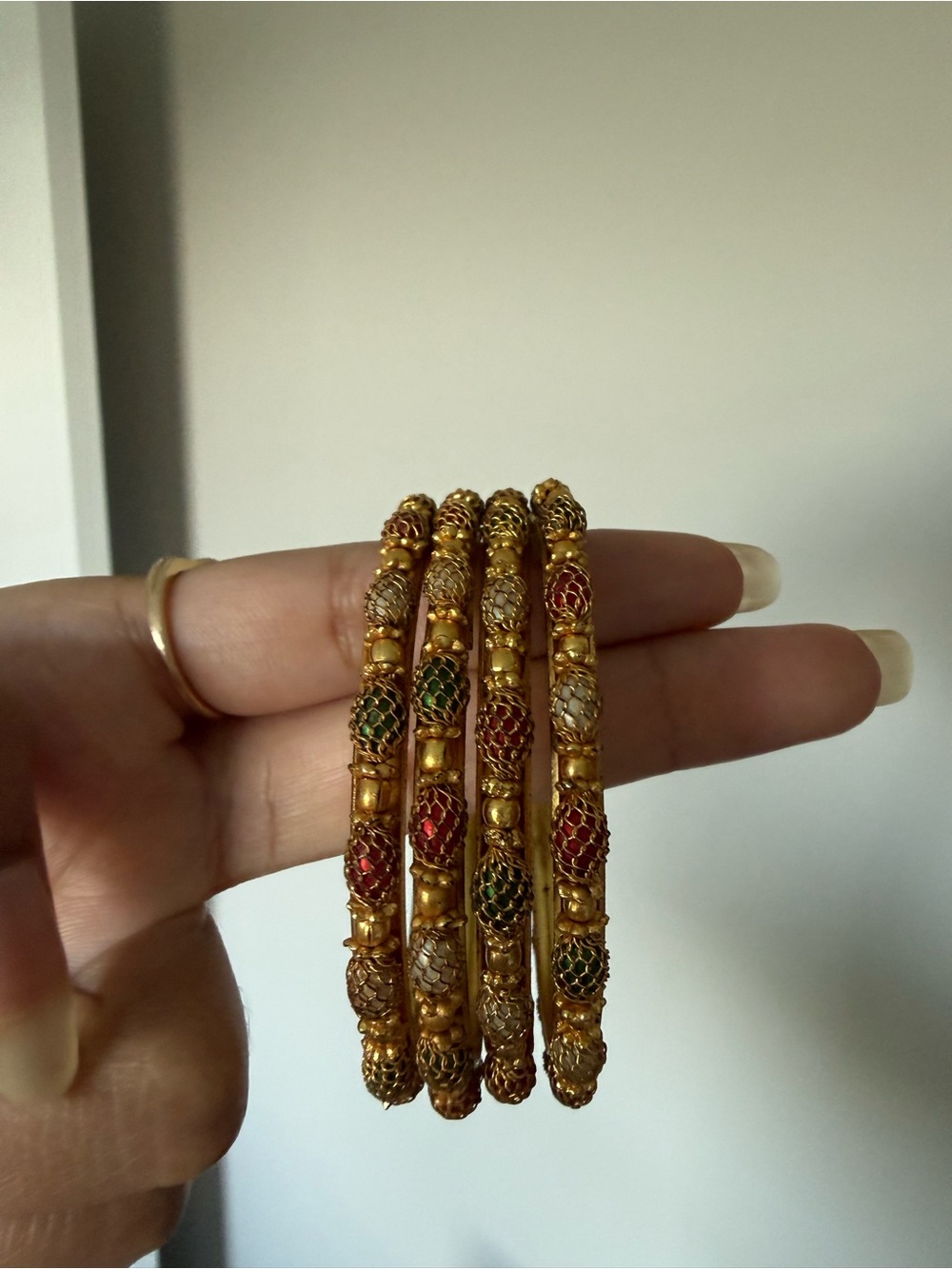 Gold-Tone Multicolor Enamel Women's Bangle Set